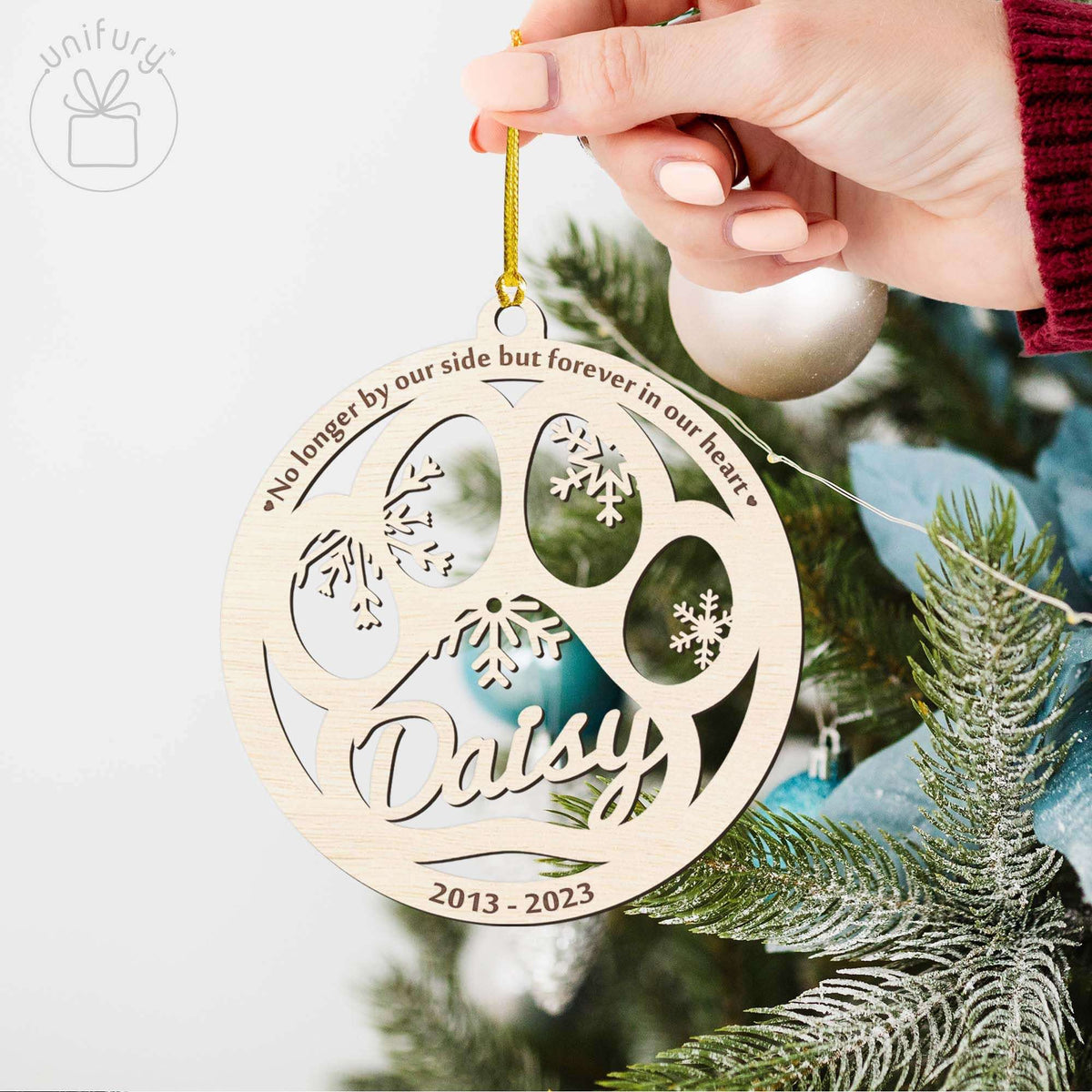 Dog Christmas Wooden Ornament Dog Lover Gifts, Snowflake Paw