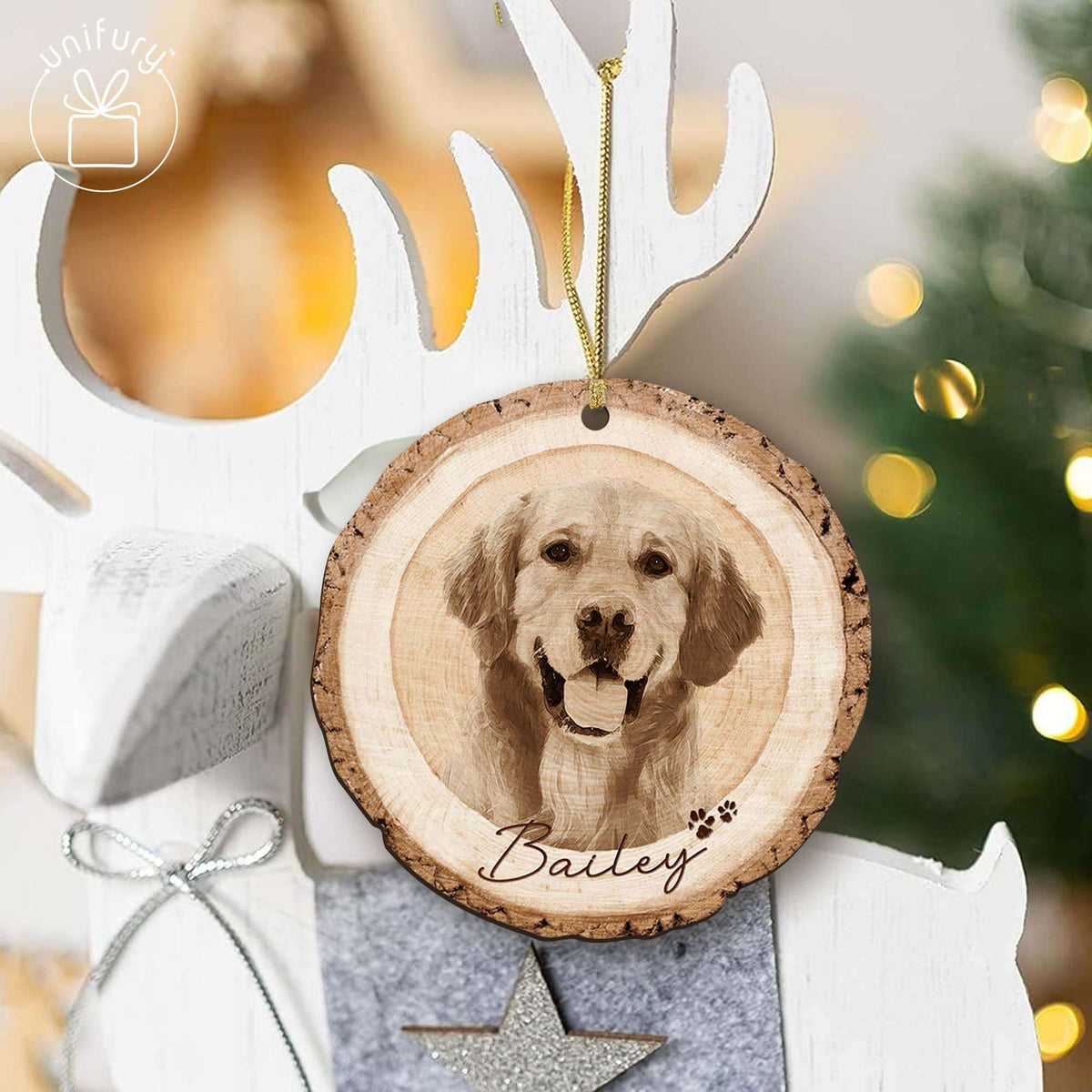 Custom Photo Pet&#39;s Face Dog Lovers Wooden Ornament