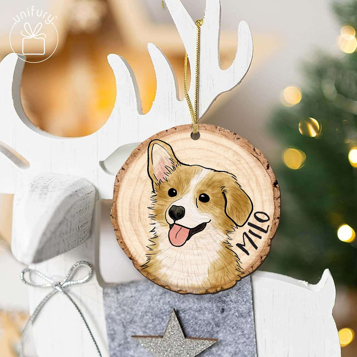 Unique Pet&#39;s Face Wooden Ornament - Hand-Draw Dog Potrait From Photo - Gifts For Dog Mom, Dad, Dog Lovers