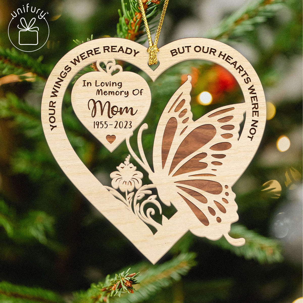 Your Wings Were Ready Heart Memorial Customized Wooden Ornaments