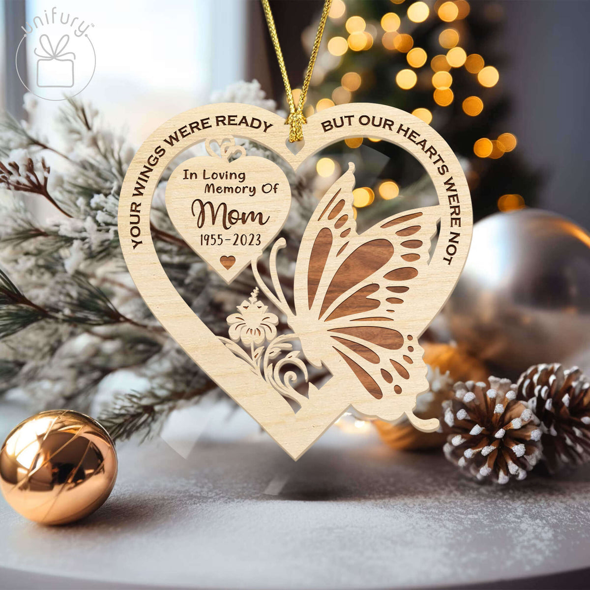 Your Wings Were Ready Heart Memorial Customized Wooden Ornaments