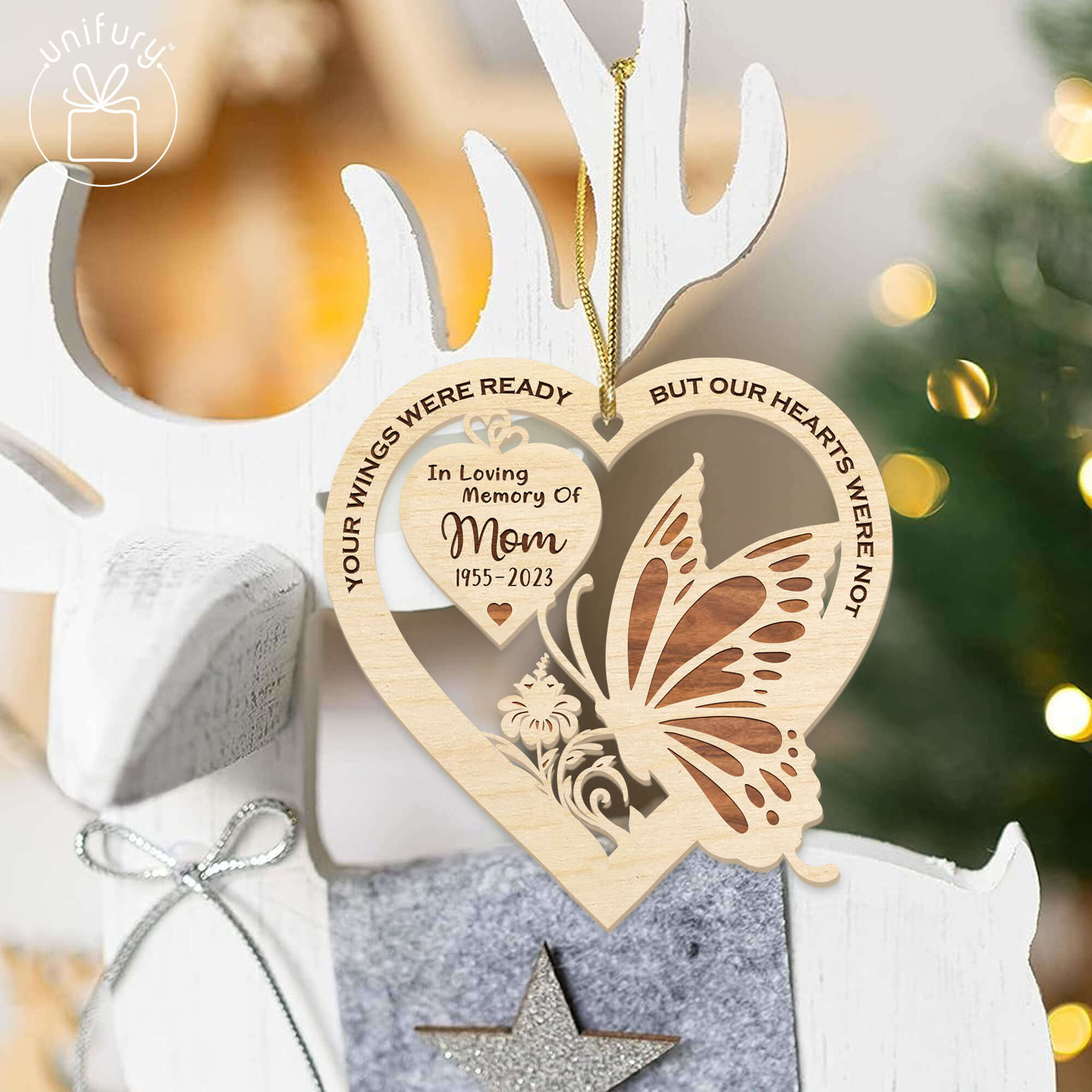 Memorial Heart Ornaments Custom Photo Saying - Unifury