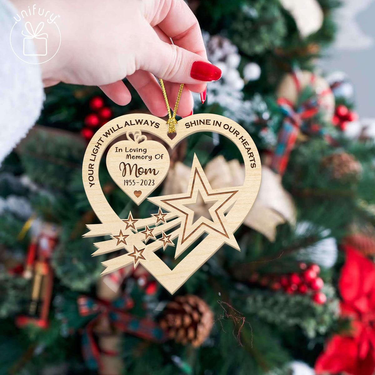 Your Light Will Always Shine In Our Memorial Custom Wooden Ornaments