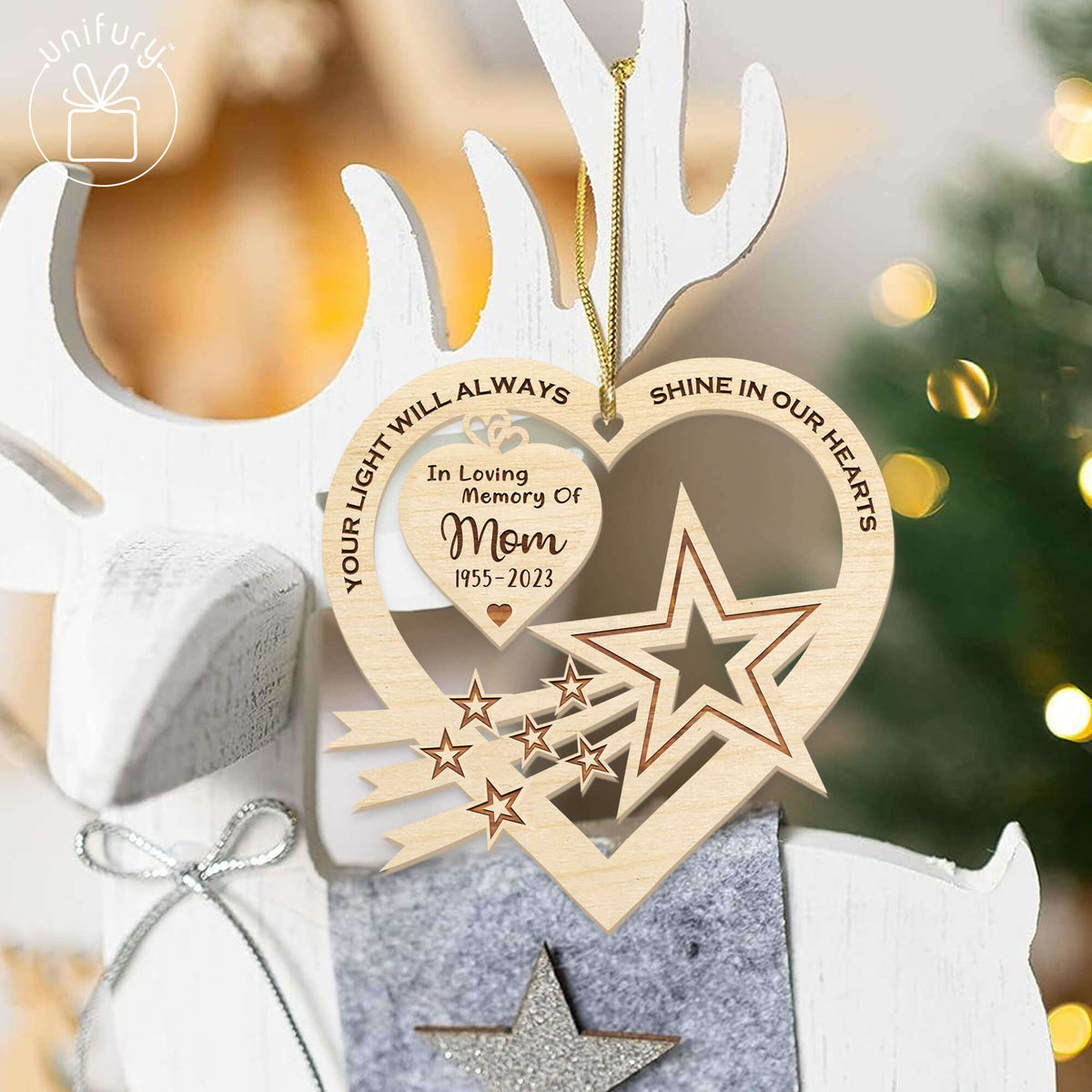 Your Light Will Always Shine In Our Memorial Custom Wooden Ornaments