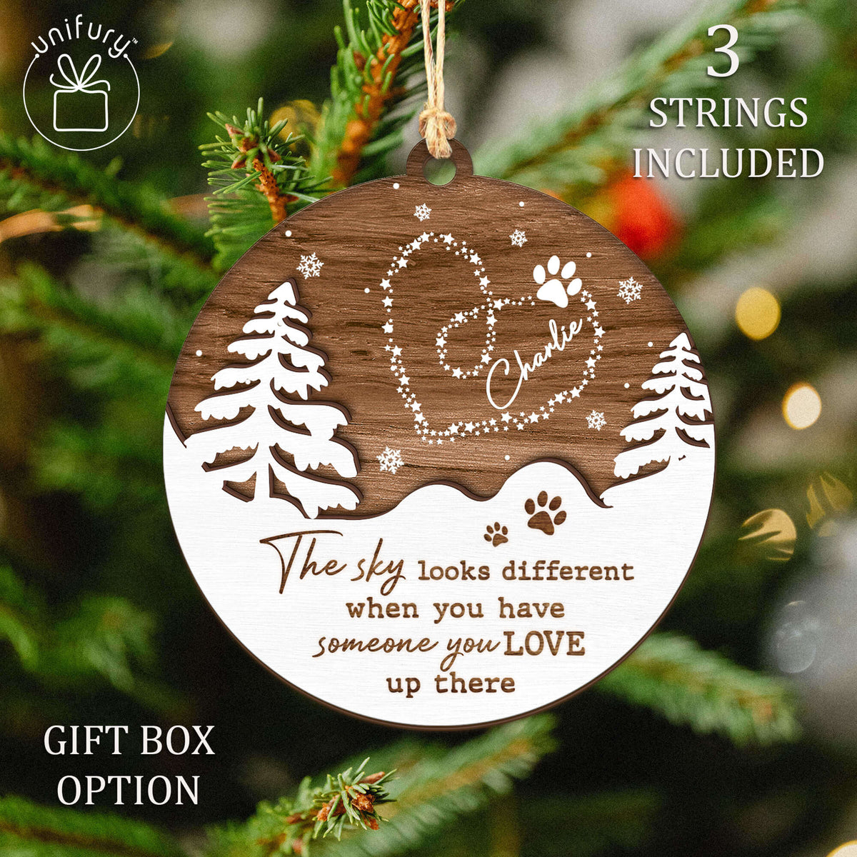 The Sky Looks Different Custom Shape Wooden Ornament Dog Memorial Ornaments
