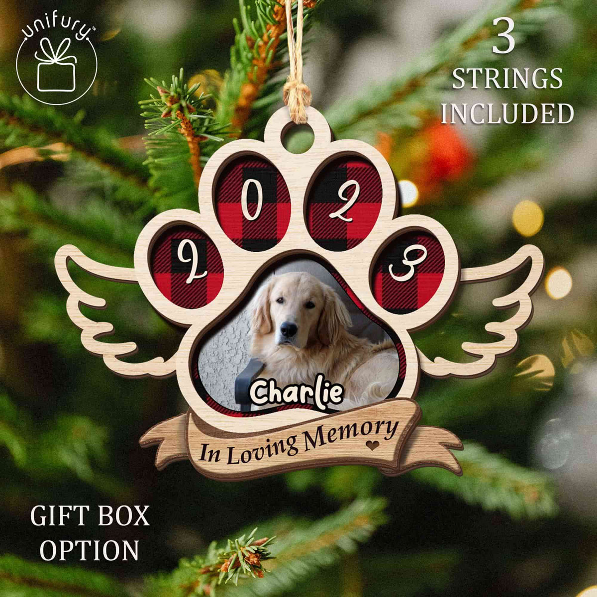 Personalized Dog Lovers Pet Memorial  Custom Shape Wooden Ornament