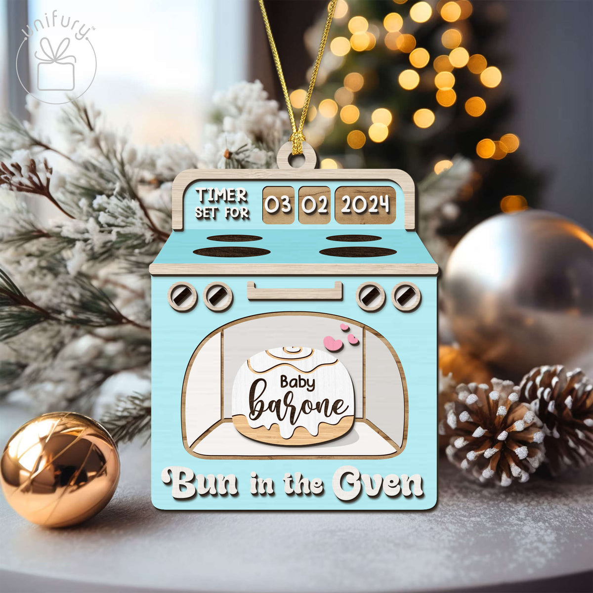 Unique Bun In The Oven Baby Announcement Wooden Ornament