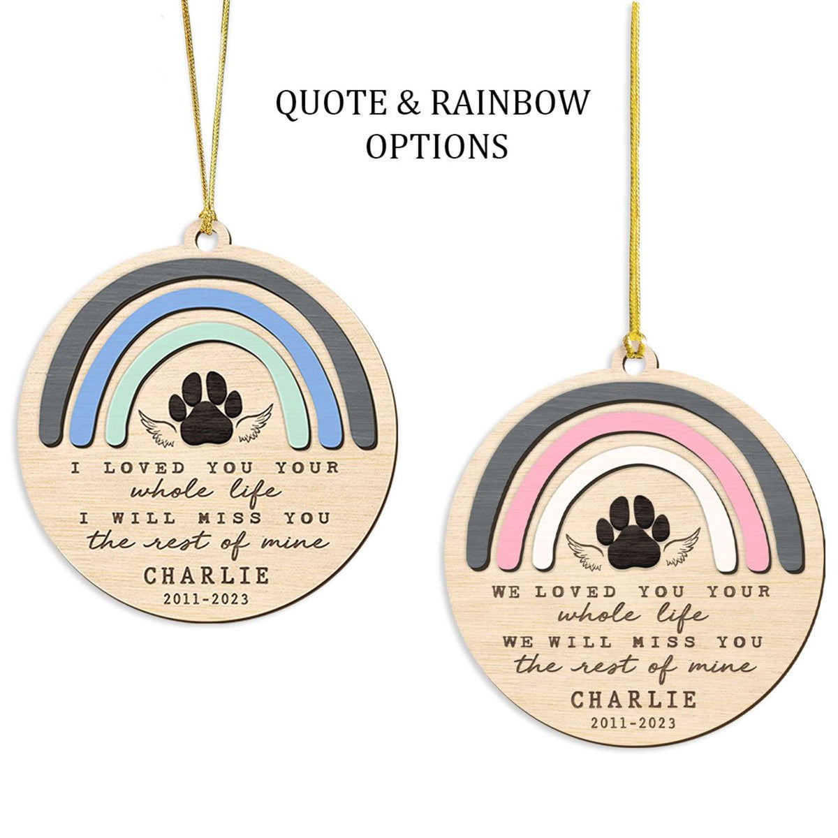 Rainbow Bridge Dog Lovers Custom Shape Wooden Ornament