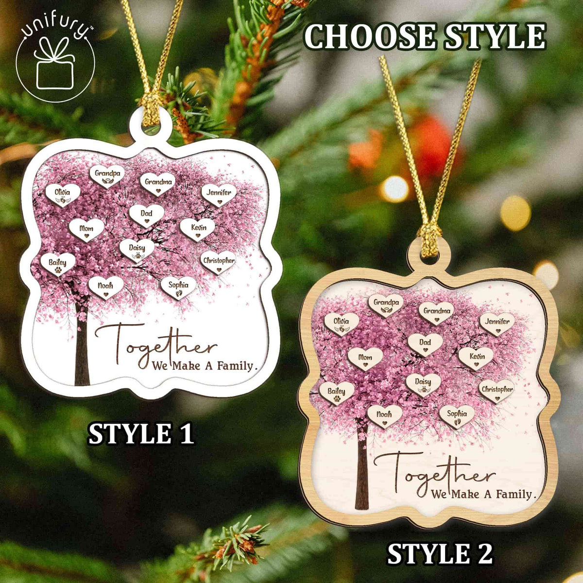 Together We Make A Family Blossom Christmas Customized Wooden Ornament