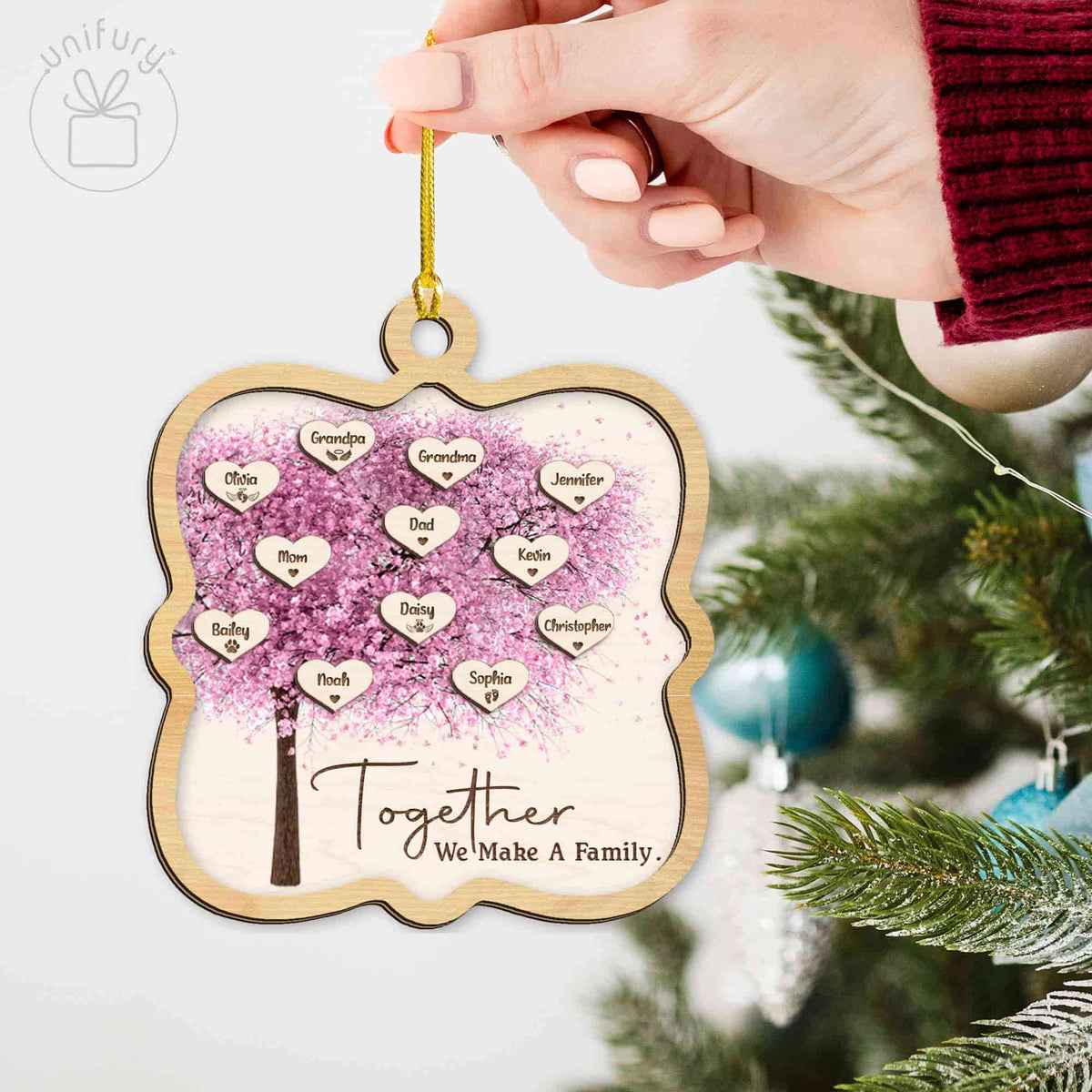 Together We Make A Family Blossom Christmas Customized Wooden Ornament