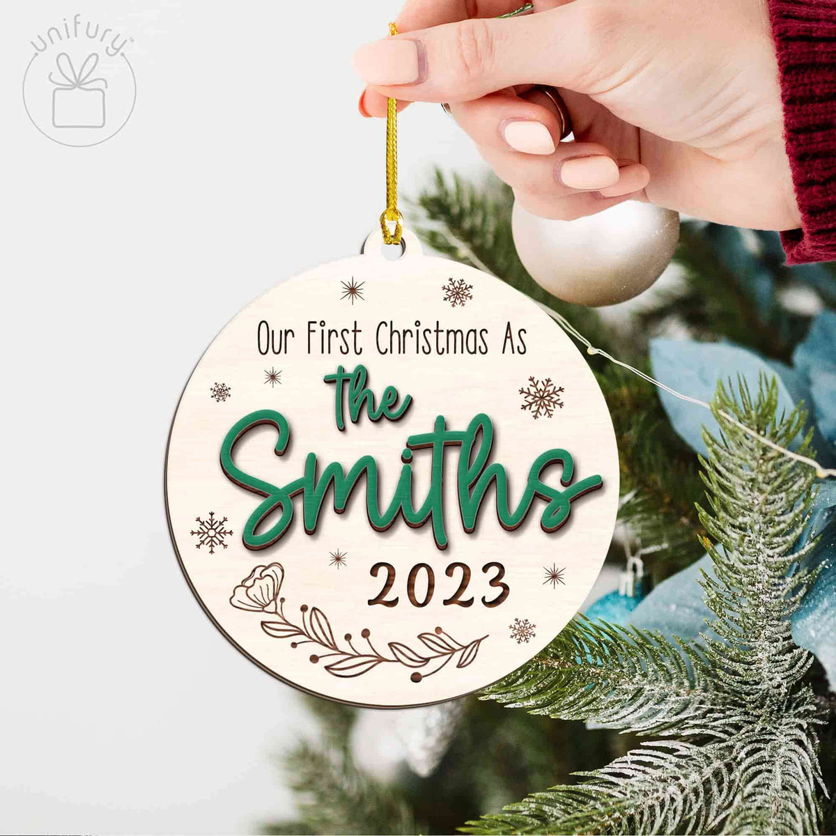Unique Married Acrylic Ornament - Our First Christmas Married