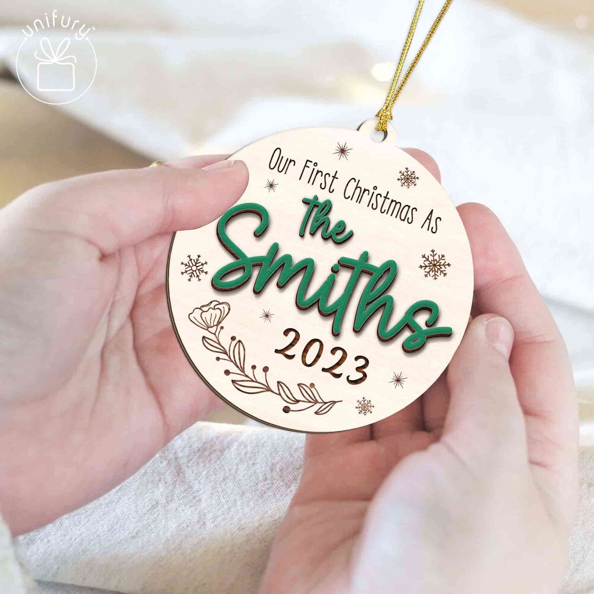 Unique Married Wooden Ornament - Our First Christmas Married