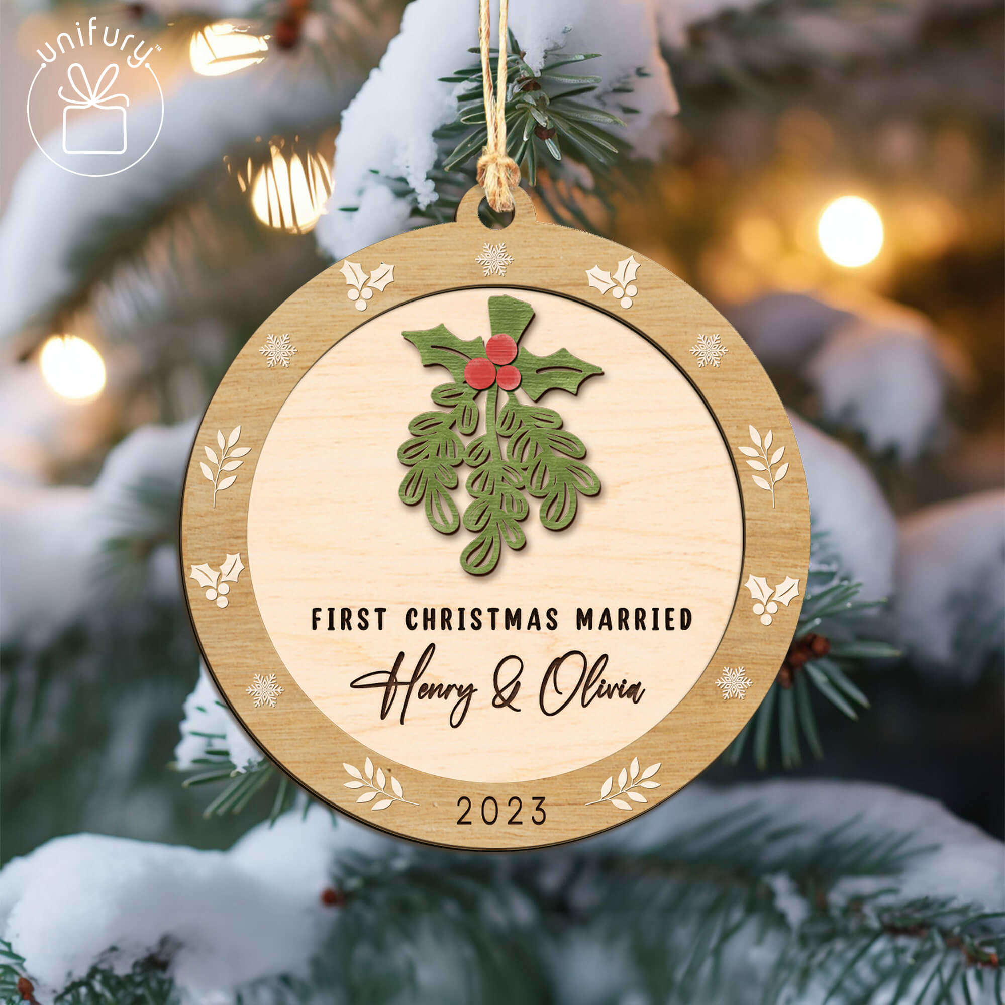 Engaged Christmas Ornament Personalized - First Christmas Engaged