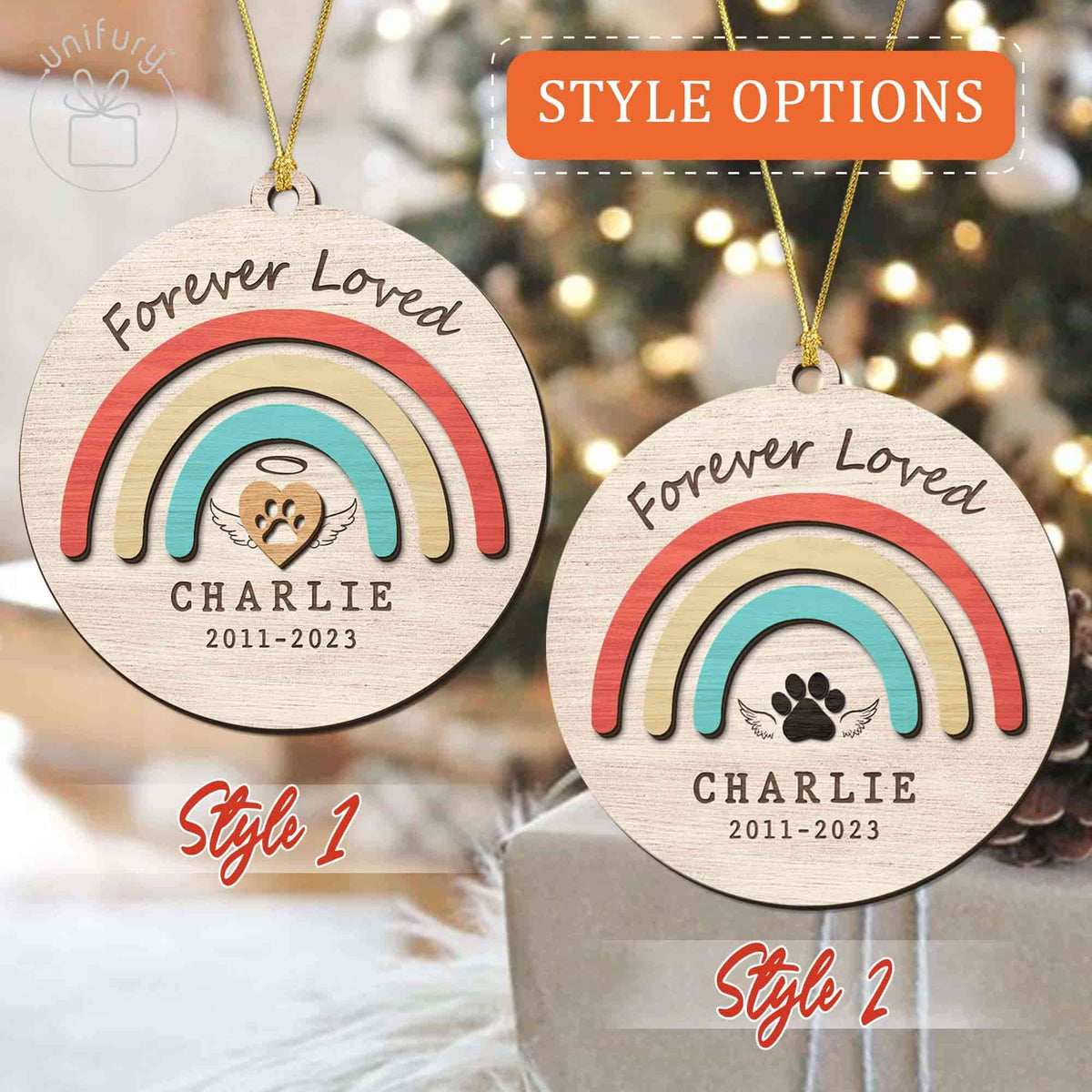 Forever Loved Pawprint Wood Ornament Dog Lovers