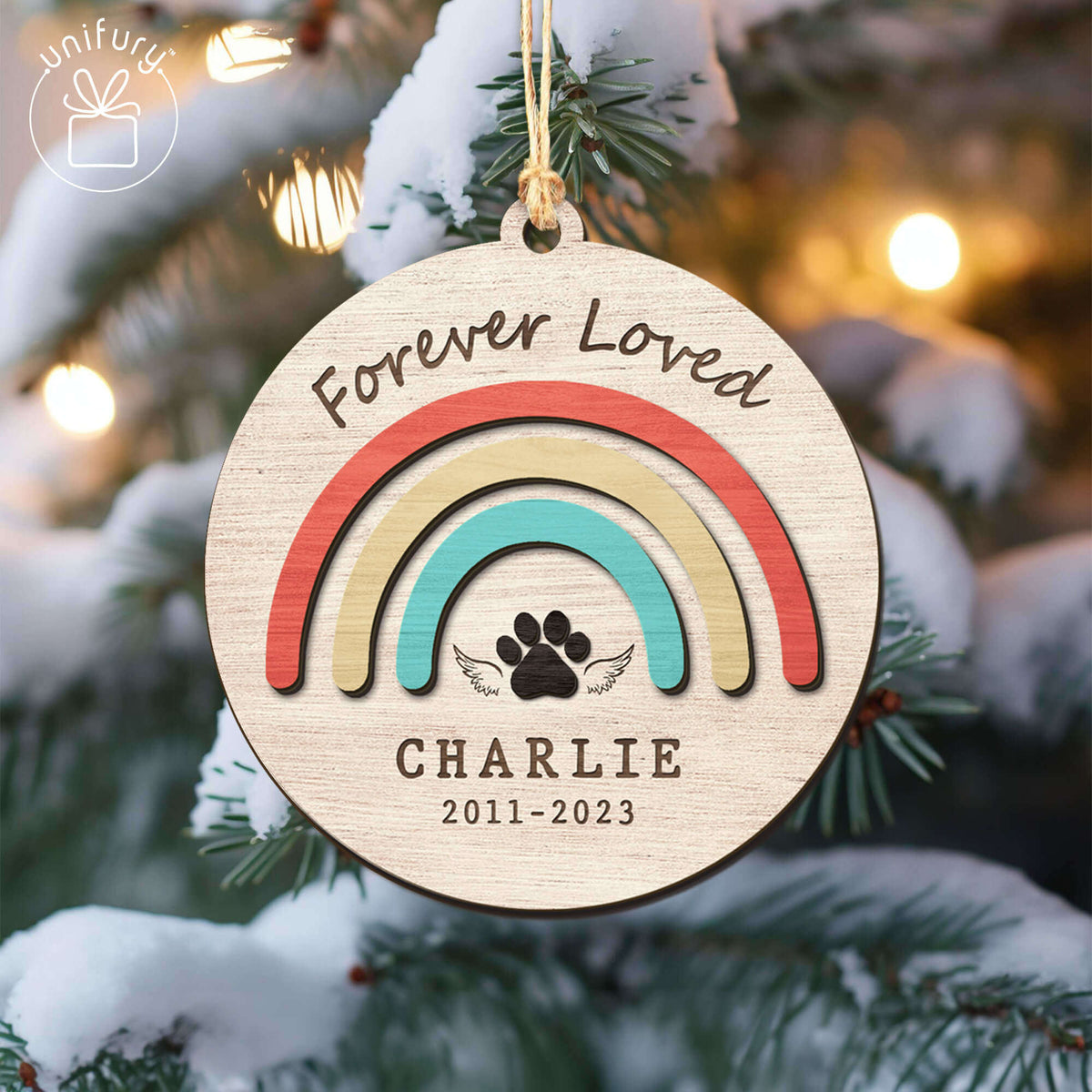 Forever Loved Pawprint Wood Ornament Dog Lovers