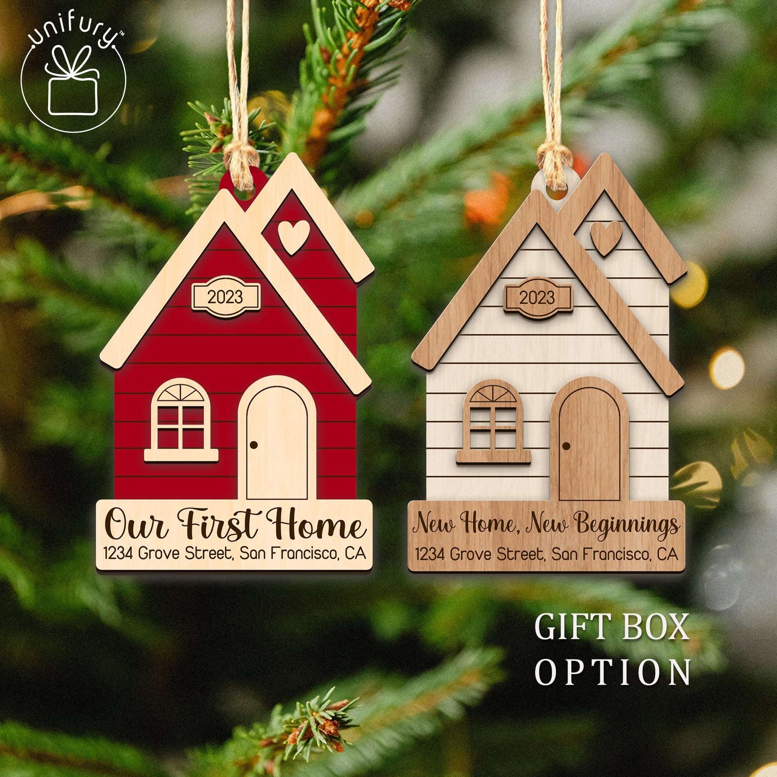 Unique Family First Christmas House Wooden Ornament