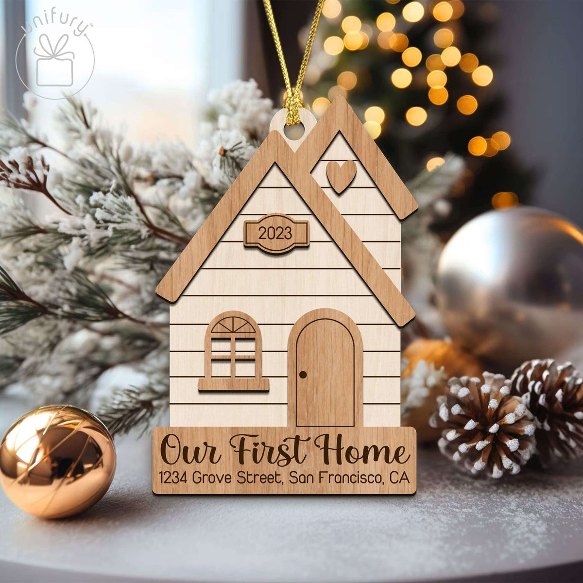 Unique Family First Christmas House Wooden Ornament