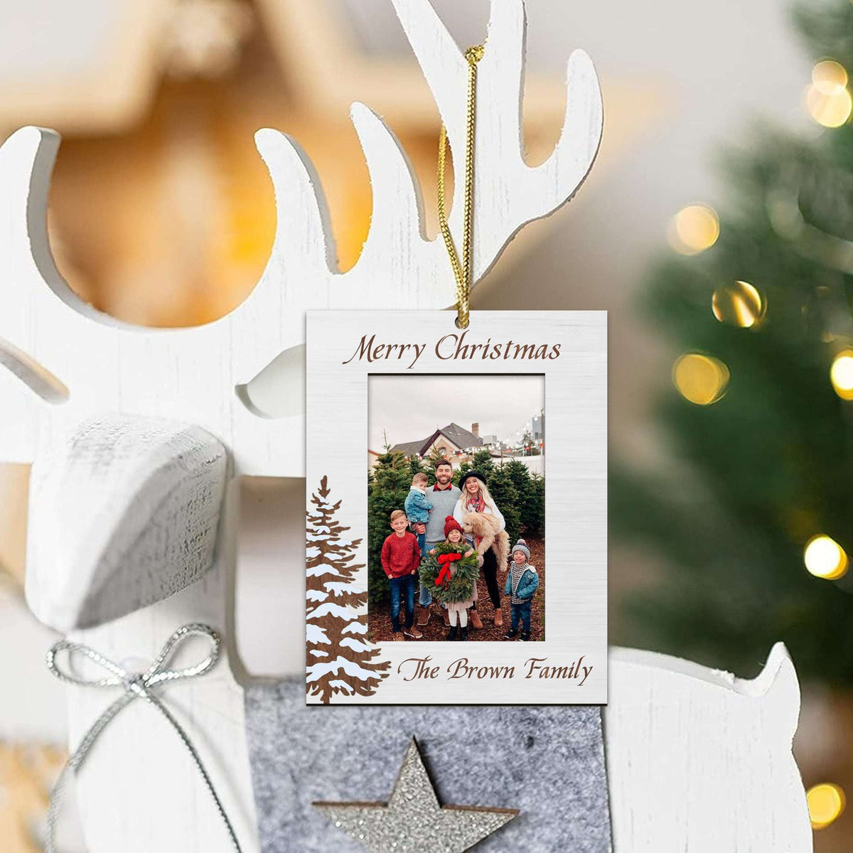 1st Christmas Family Picture In Mini Frame Wooden Ornaments