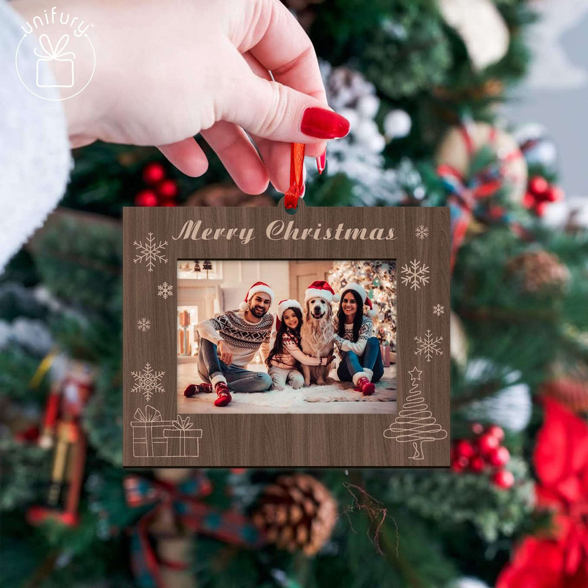 Wooden Family First Christmas Mini Picture in Frame Ornaments