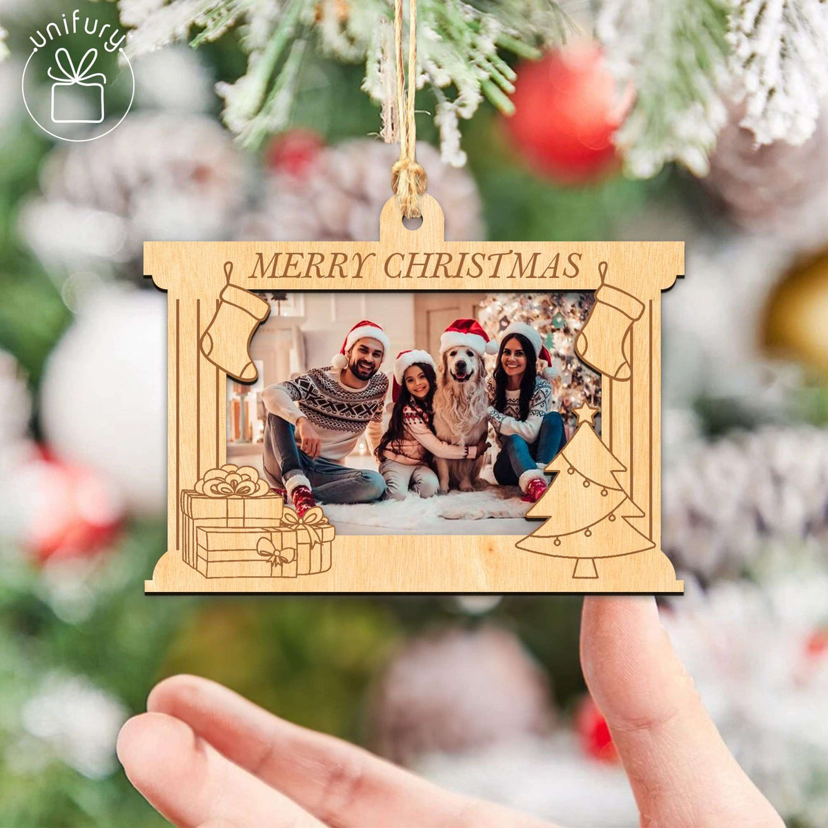 Wooden Family First Christmas Mini Picture in Frame Ornaments