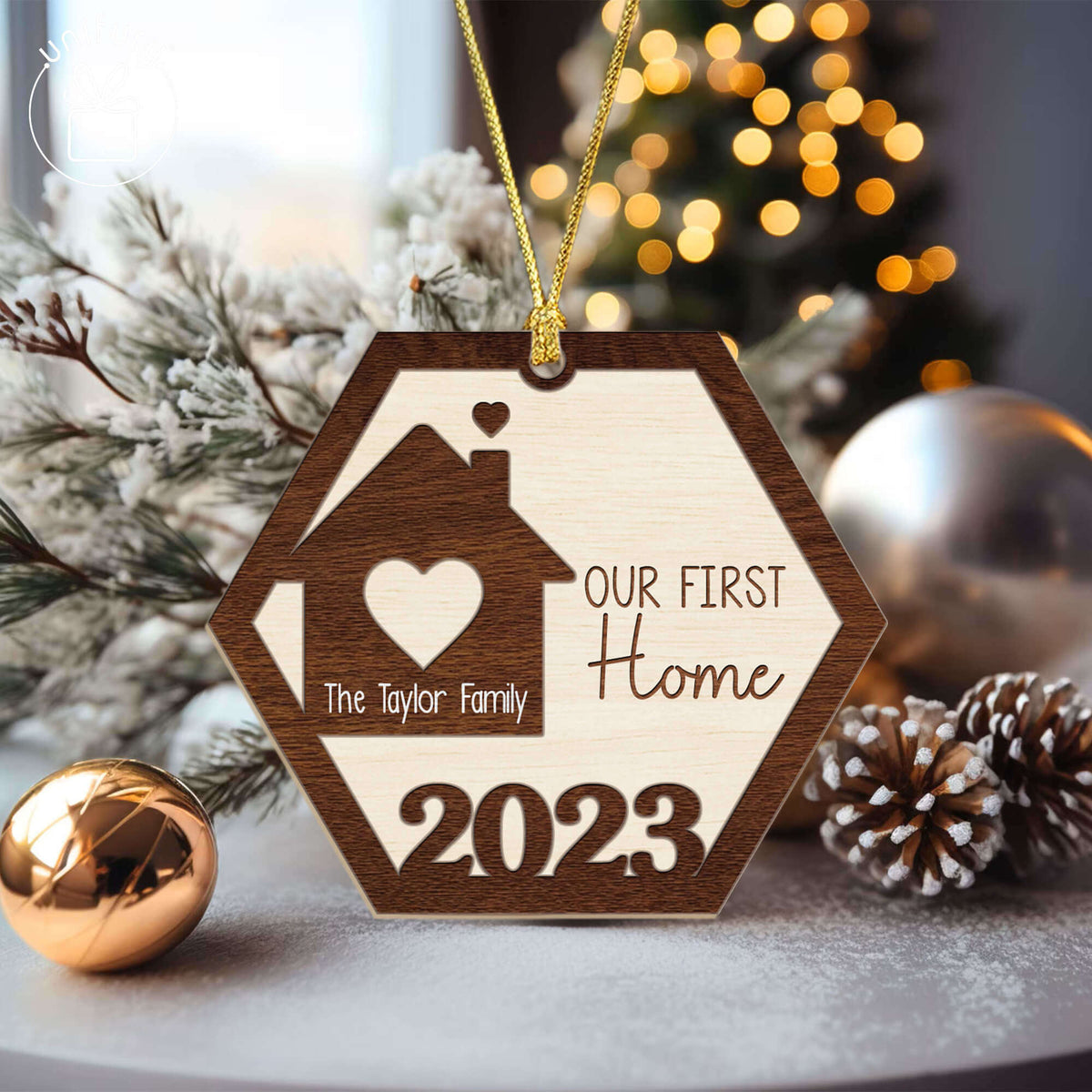 Our First Home as Family Wooden Shape Ornament