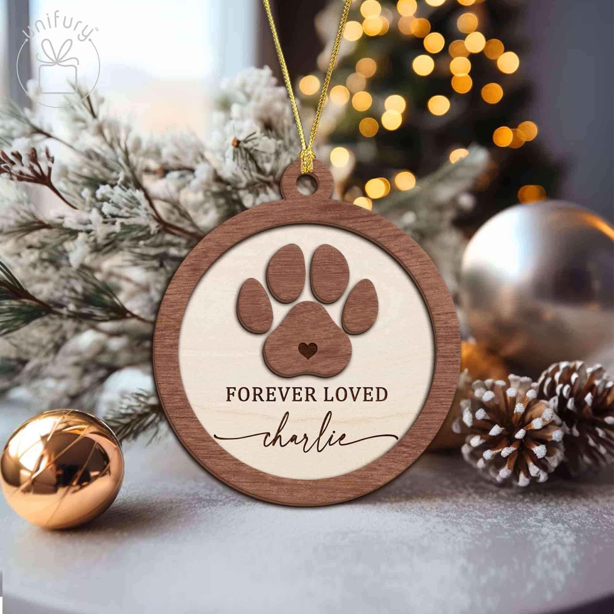 Best Friend Never Forgotten Wooden Ornaments Custom Dog Lover Pet Memorial Ornament with Gift Box Unifury