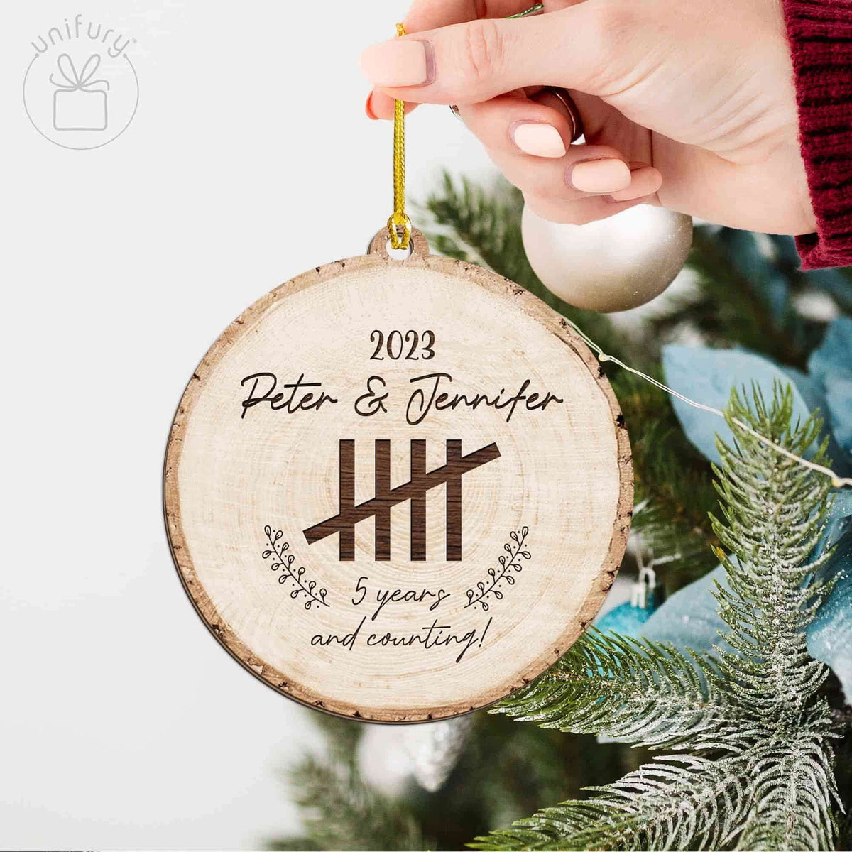 Personalized Wooden Wedding Aniversary Ornament