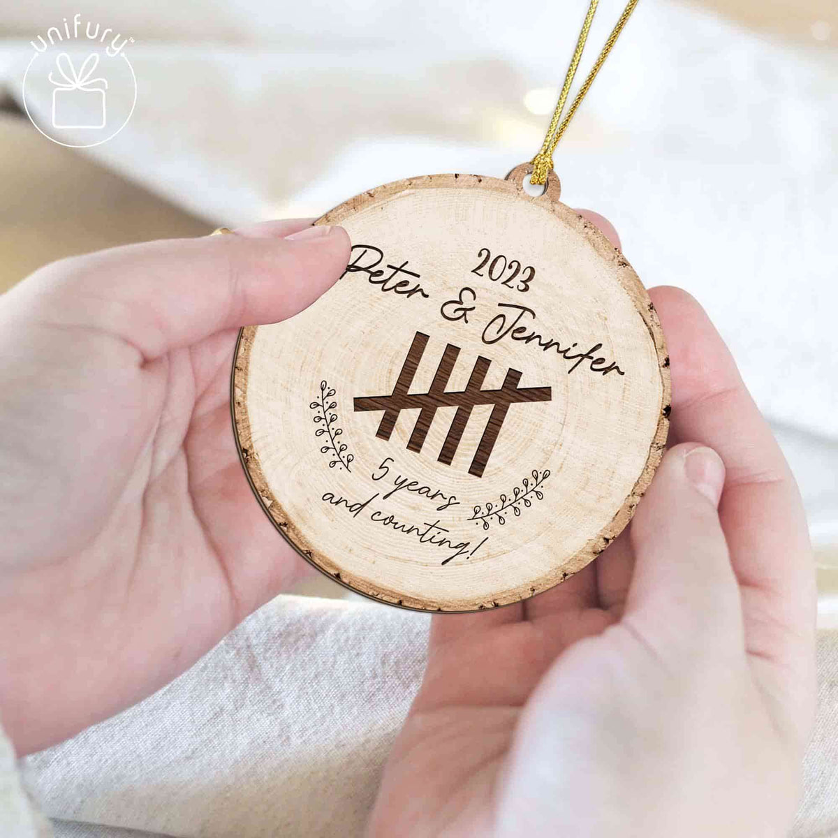 Personalized Wooden Wedding Aniversary Ornament