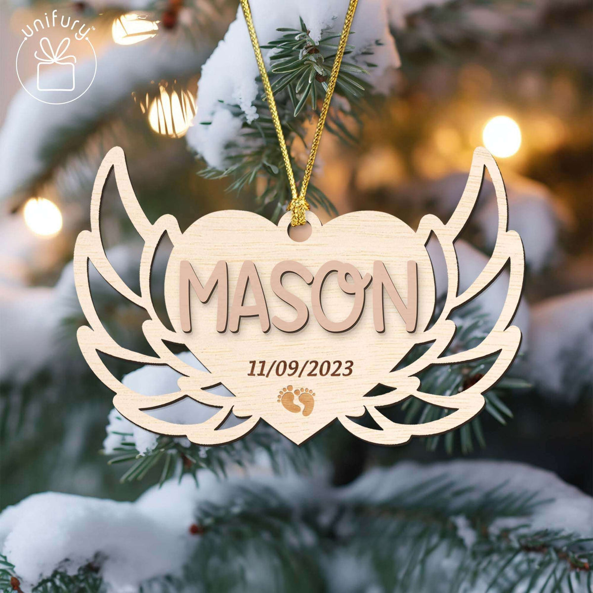 Personalized Baby Memorial Custom name Wooden Ornament