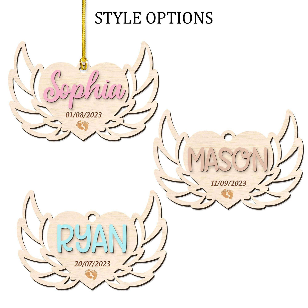 Personalized Baby Memorial Custom name Wooden Ornament