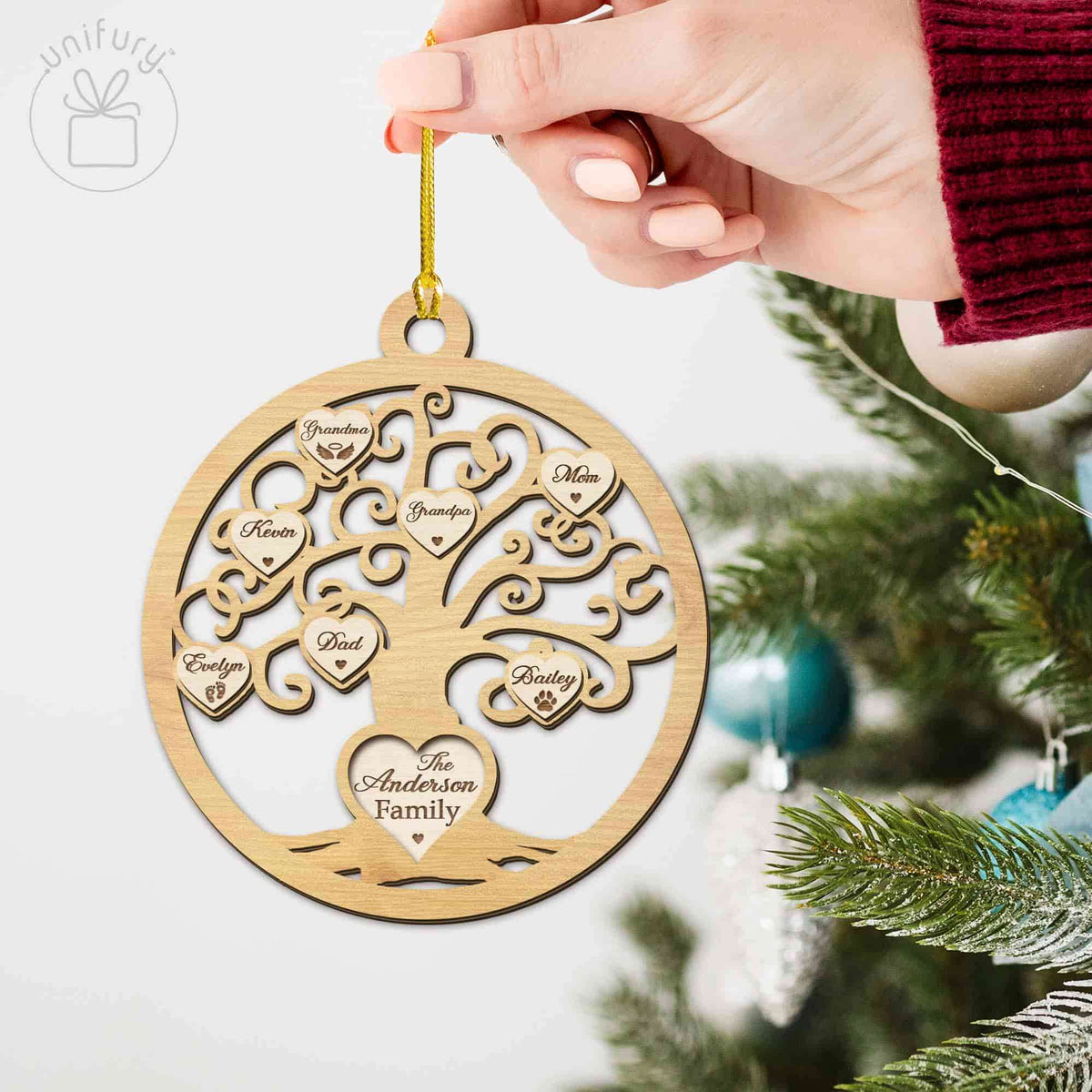 Personalized Wooden 1st Christmas Family Tree Ornament