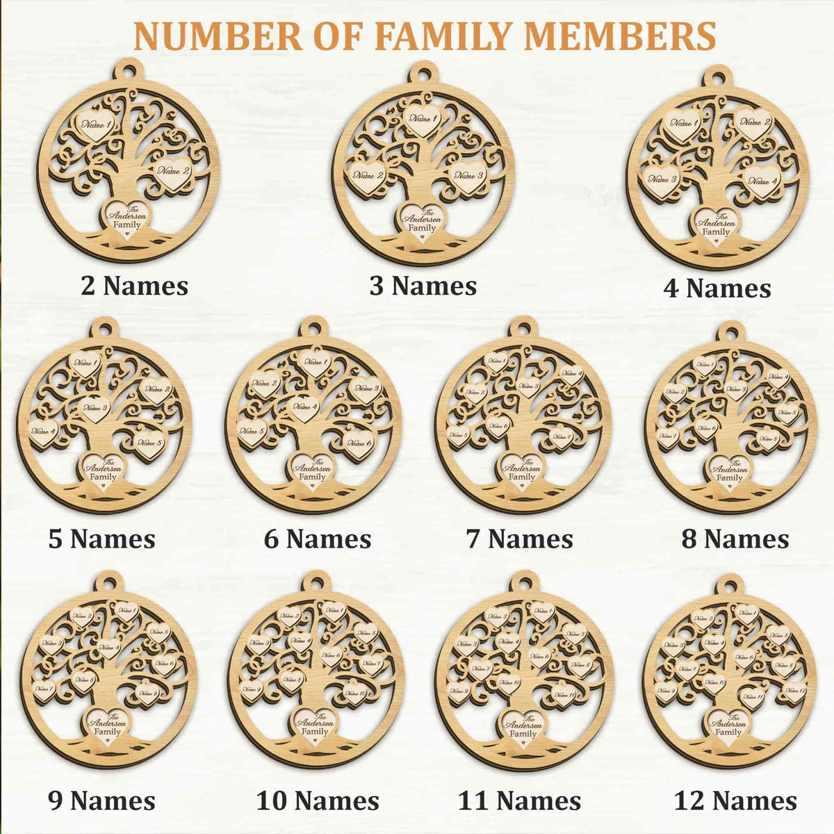 Personalized Wooden 1st Christmas Family Tree Ornament