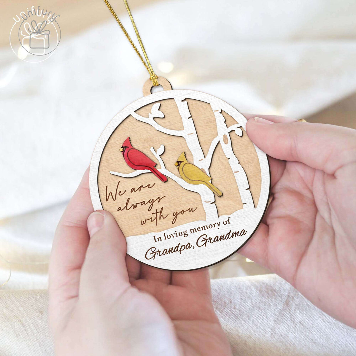Personalized Always With You Memorial Cardinal Wooden Ornaments