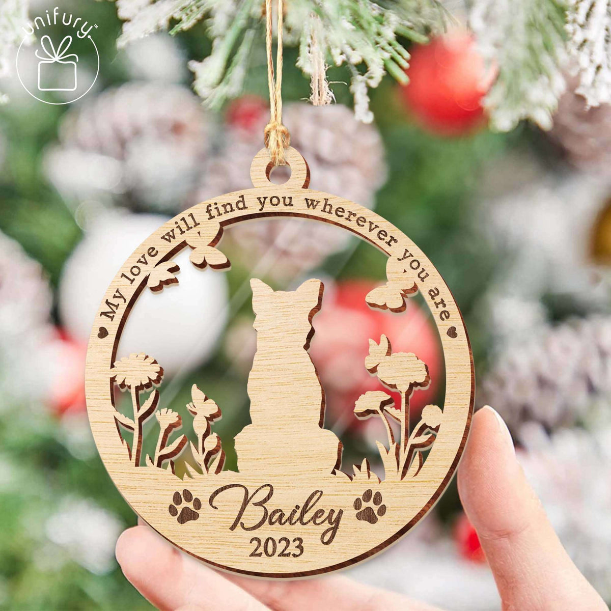 In Memory Dog Ornament Acrylic and Wood Ornament