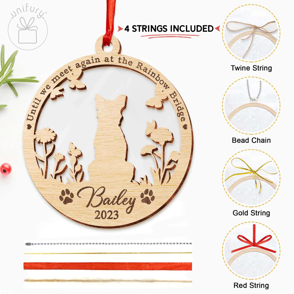 Memorial Ornament for Dog Acrylic and Wood Ornament