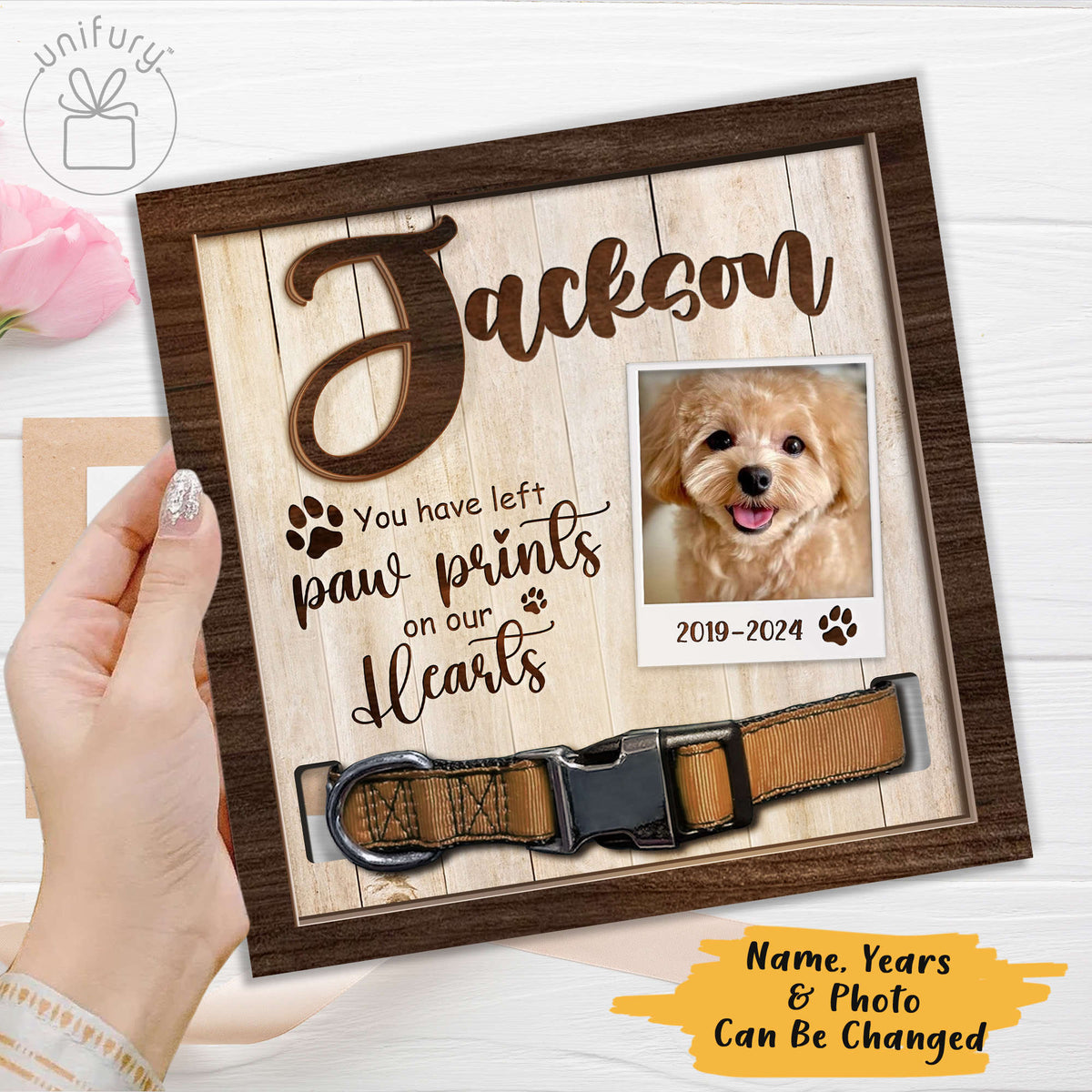 You Have Left Paw Prints On Our Hearts Pet Collar Frame