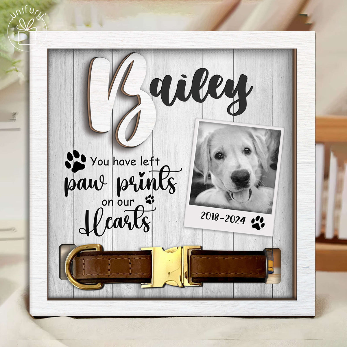 You Have Left Paw Prints On Our Hearts Pet Collar Frame