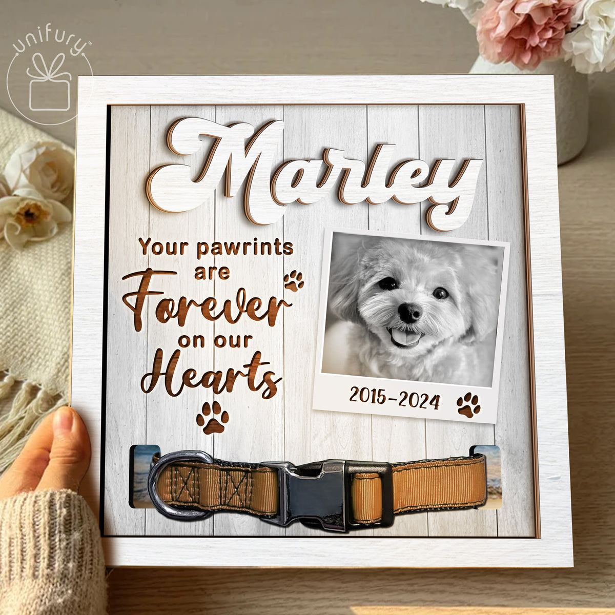 Your Pawprints Are Forever On Our Hearts Pet Collar Frame