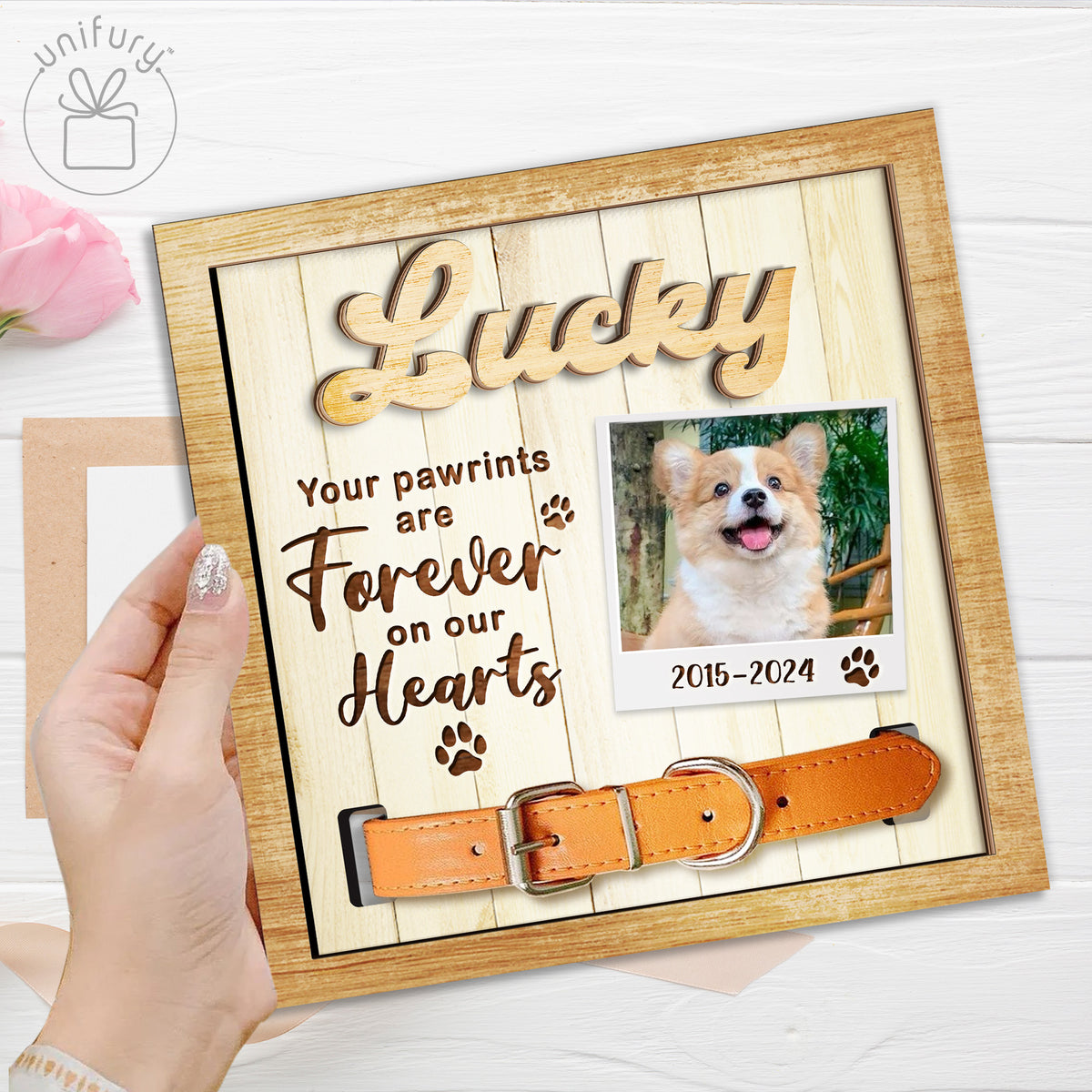 Your Pawprints Are Forever On Our Hearts Pet Collar Frame