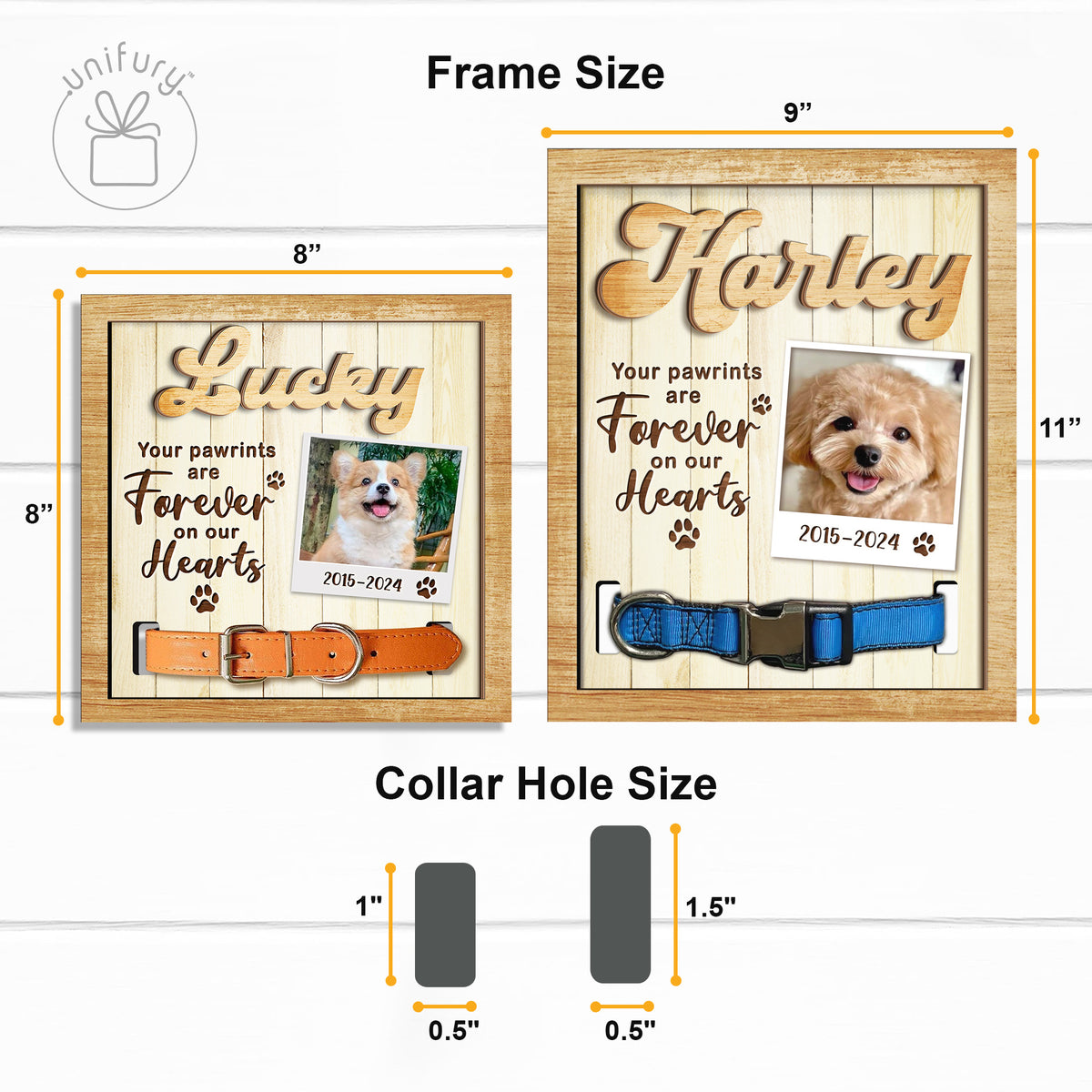 Your Pawprints Are Forever On Our Hearts Pet Collar Frame