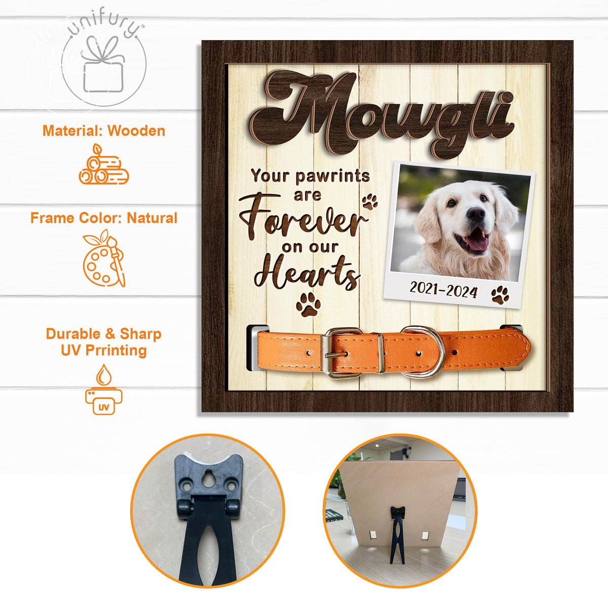 Your Pawprints Are Forever On Our Hearts Pet Collar Frame