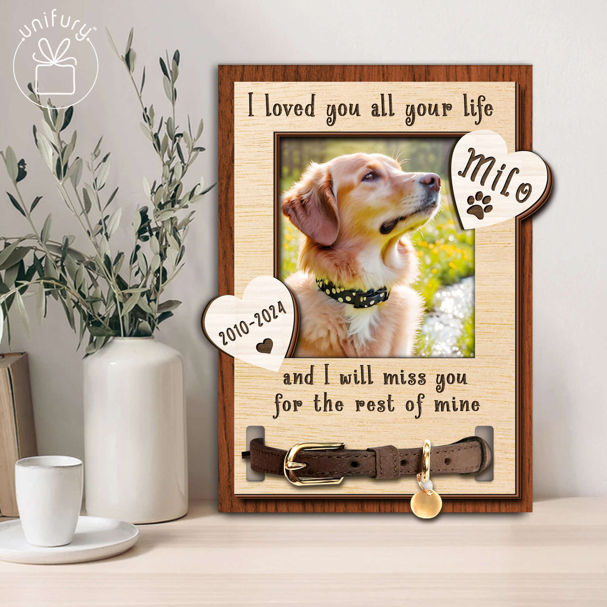 I Loved You All Your Life Memorial Pet Collar Frame