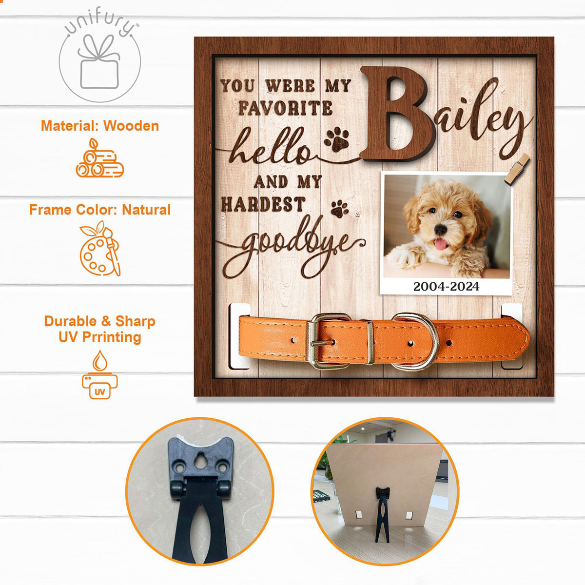 My Favorite Hello And Hardest Goodbye Pet Collar Frame