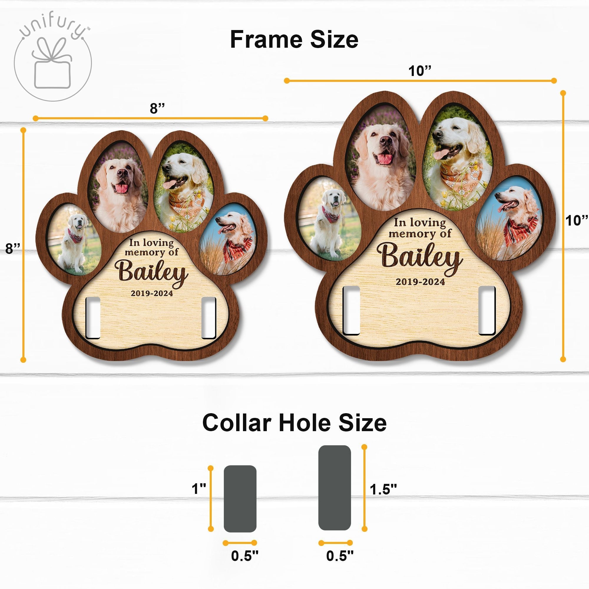 Colar Frame In Loving Memory Dog Paw Pet Collar Frame - Unifury