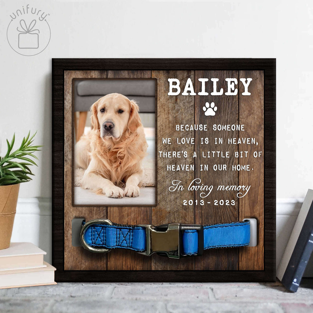 Because Someone We Love Is In Heaven Memorial Dog Cat Collar Frame