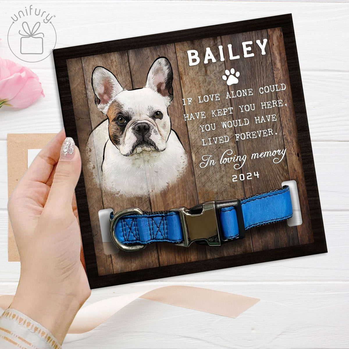 Personalized Pet Portrait Memorial Pet Collar Frame