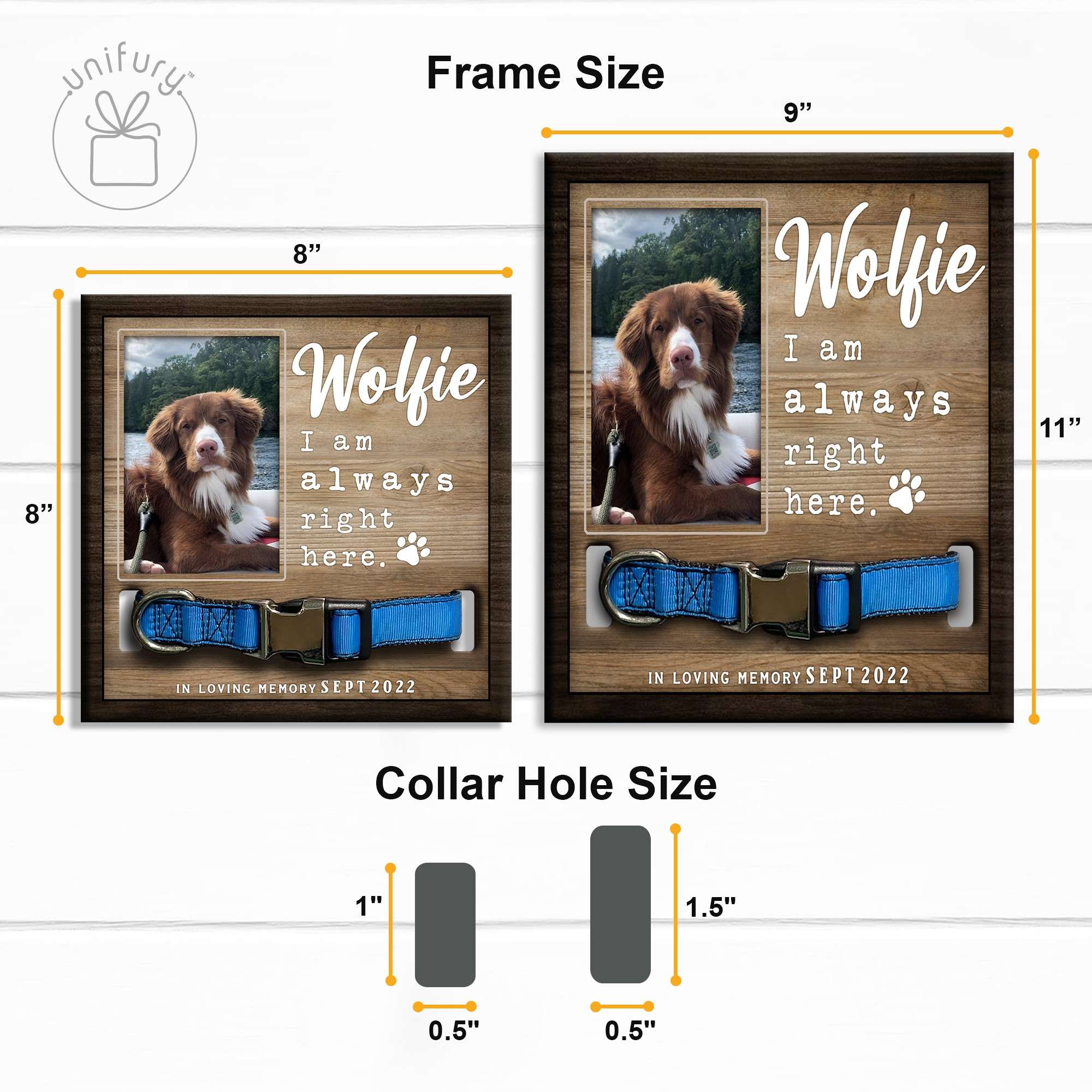 Colar Frame Always Right Here Personalized Memorial Wooden Pet Collar Frame - Unifury