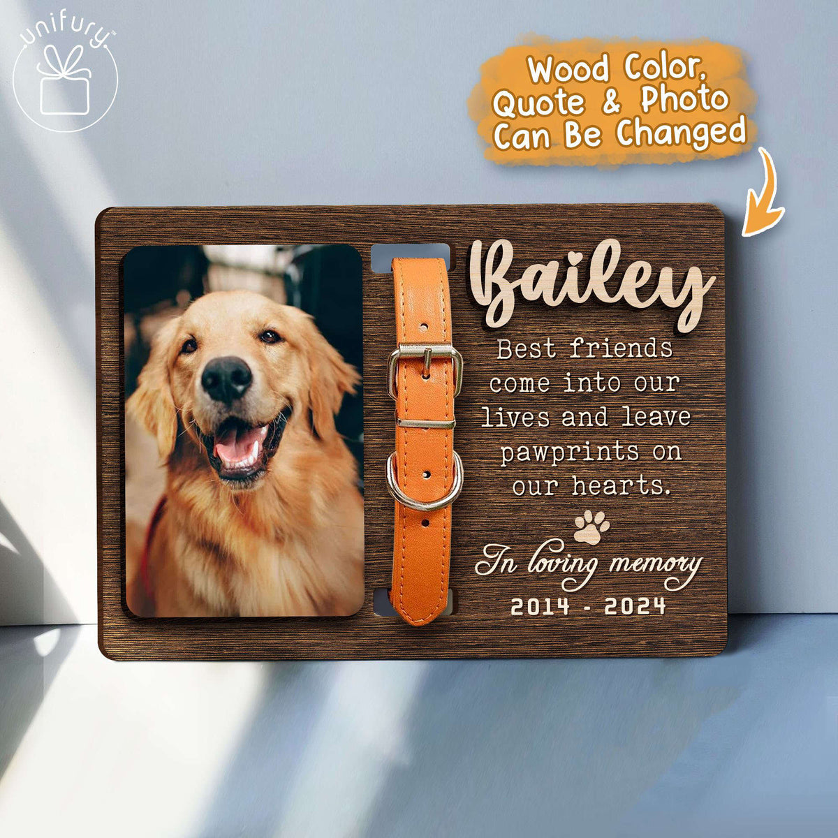 Best Friends Come Into Our Lives Memorial Pet Collar Frame