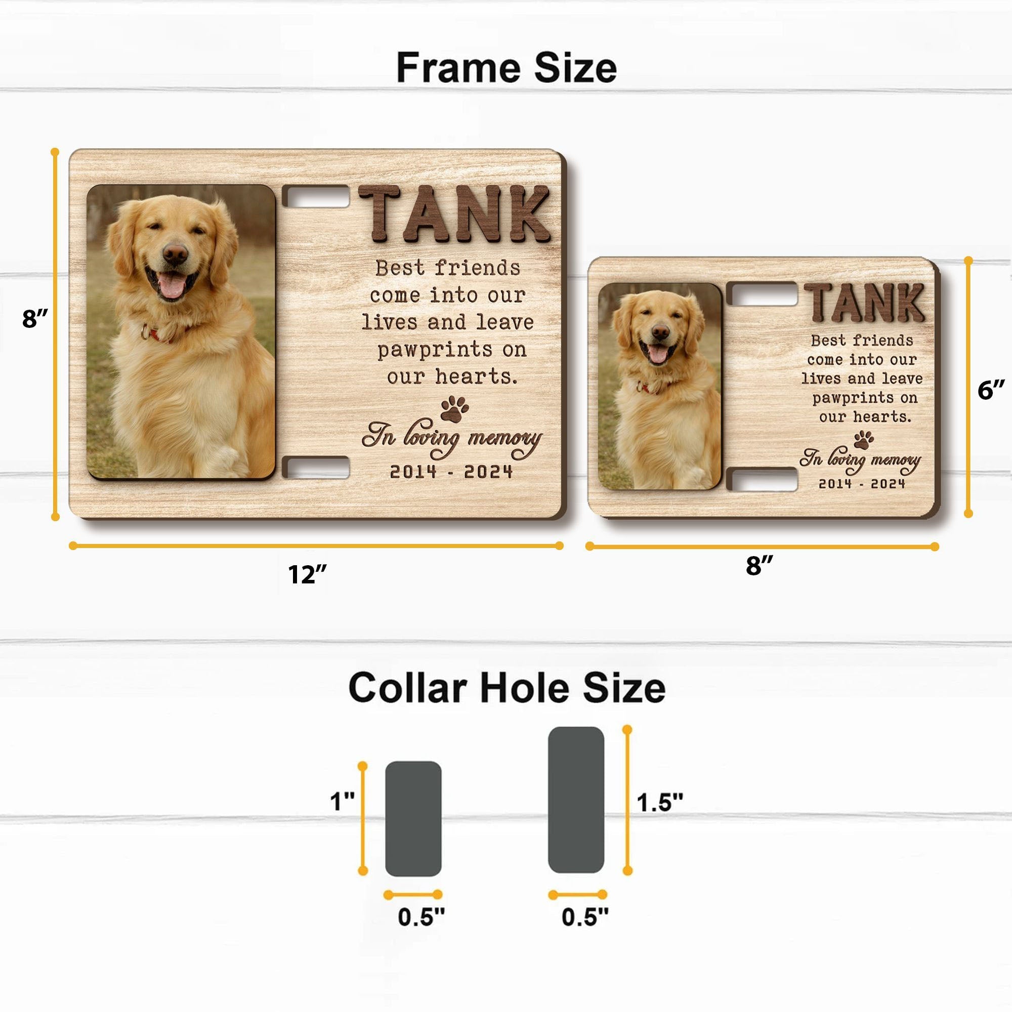 Colar Frame Best Friends Come Into Our Lives Memorial Pet Collar Frame - Unifury