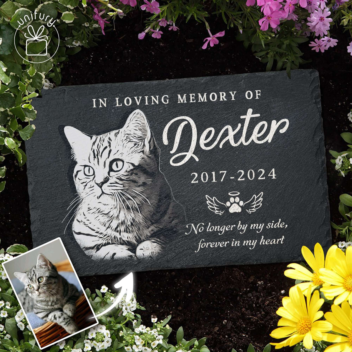 No Longer By My Side, Forever In My Heart Rectangle Shape Memorial Garden Stone